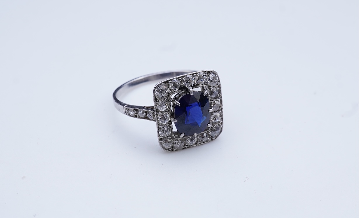 An Art Deco sapphire and diamond ring, 1920s
